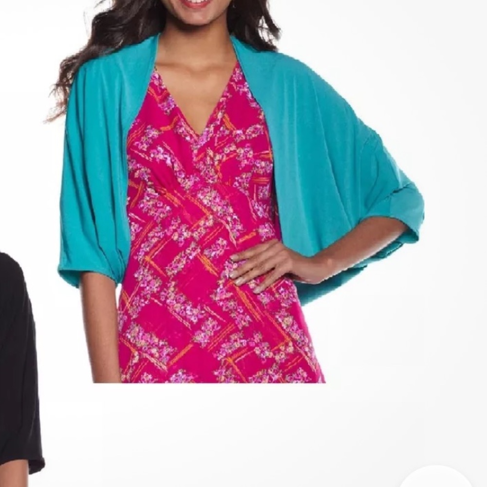 Vicky Tiel Cropped Shrug  green 2X teal